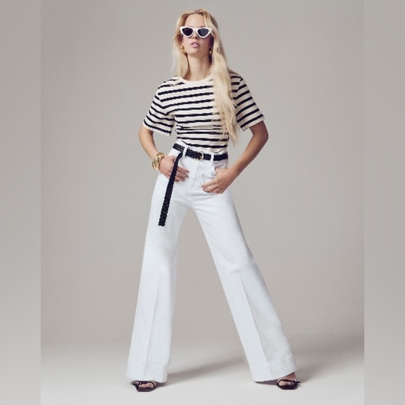 NWT J. Crew Wide-Leg Denim Trouser in White, High Rise, Wide Cuffs Sizes 30 & 32 - Picture 3 of 13